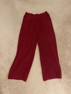Wide-Leg Knit Lounge Pants in Burgundy NWOT